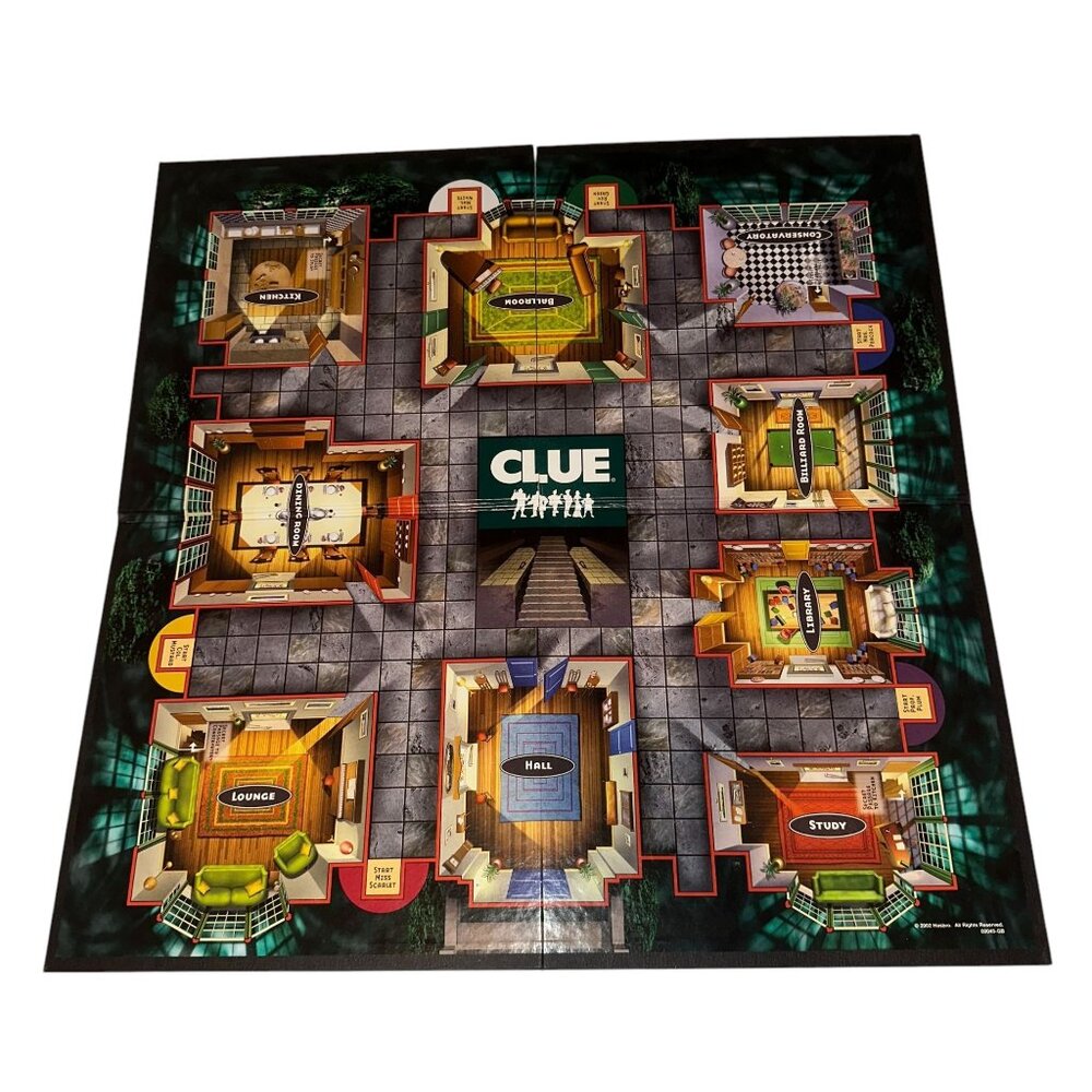 Vintage 2002 Clue Game Board Foldable Replacement Parts Parker Brothers